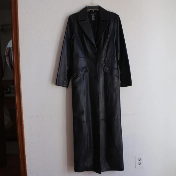 Bebe ankle length black leather coat - Picture 2 of 15